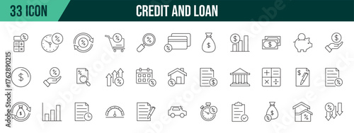 credit and loan collection, editable and resizable vector icon templates.