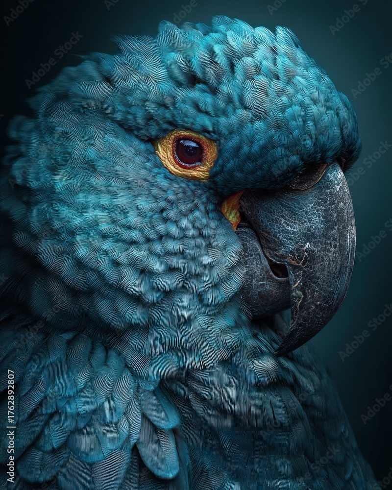 Fototapeta premium Detailed Blue Macaw Portrait