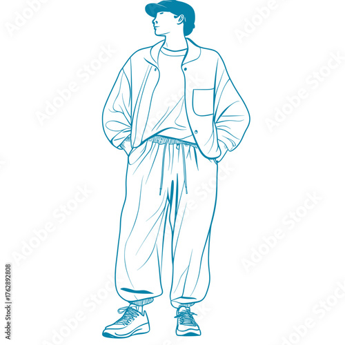 modern design illustration of casualwear in muted earth tones