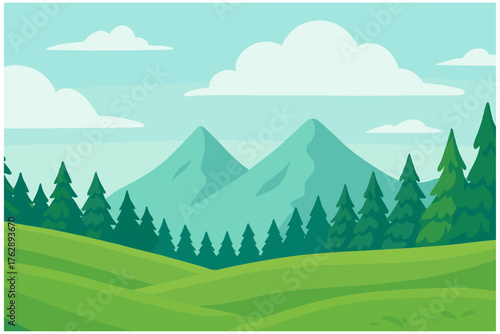 a peaceful 2D landscape