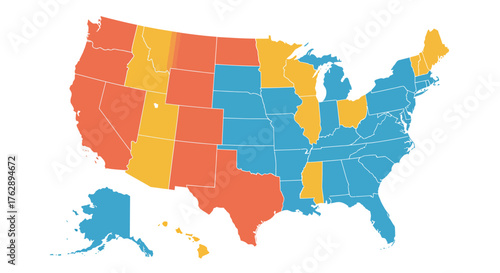 United States Map Highlighting States in Different Colors Visualizing State-by-State Differences