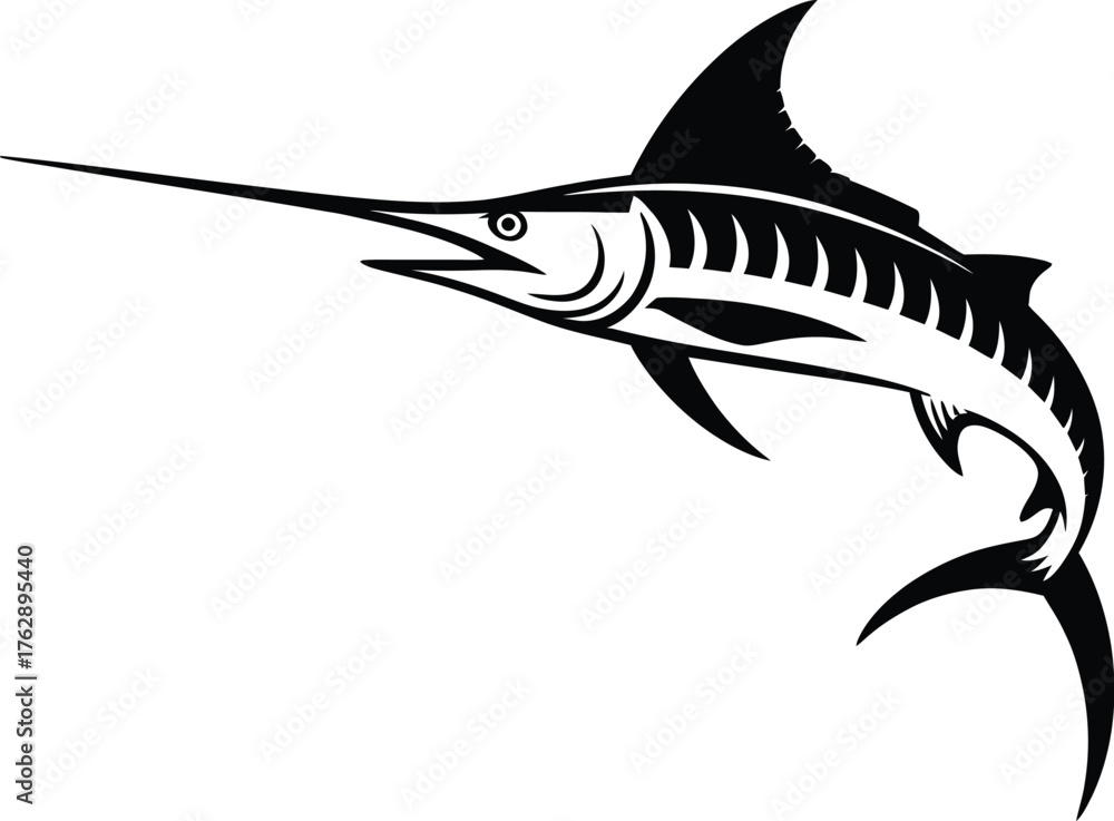 Fototapeta premium Sailfish Marlin Swordfish Fin Silhouette Ocean Sport