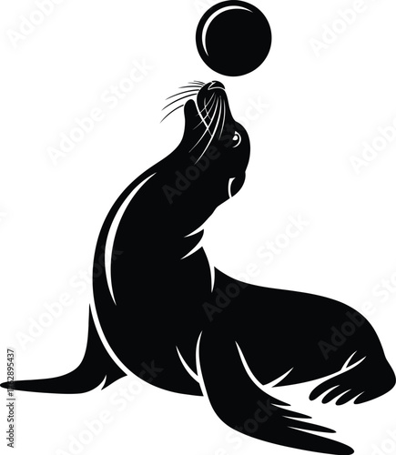 Sea Lion Balancing Ball Silhouette Animal Art