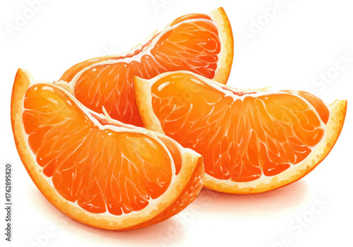 Peeled Clementine Fruit Pieces Vector Graphic