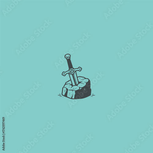 Stone sword logo vector design template
