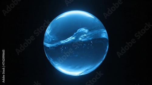 Wallpaper Mural Abstract Glowing Blue Sphere with Liquid Motion Inside. Torontodigital.ca