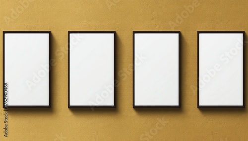 Four movie poster frames along the walkway in modern interior design for movie theater 