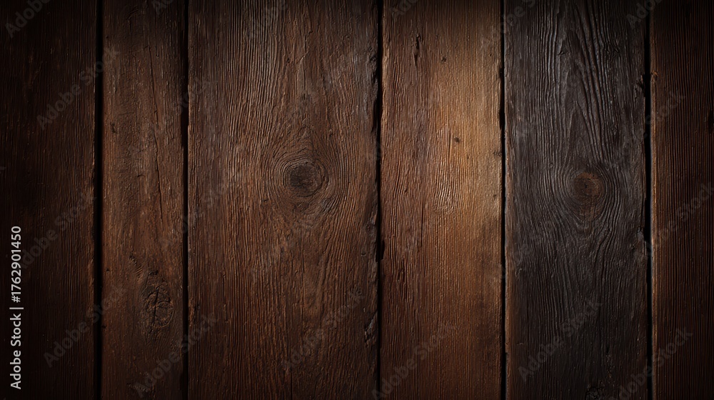 Naklejka premium A wooden texture background, dark brown, planks, high detail