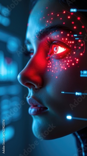 Cybernetic Human Interface – Futuristic AI Vision Analysis Concept