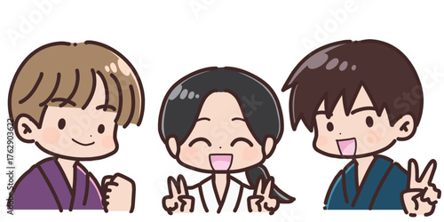 道着姿の男の子と女の子のイラスト