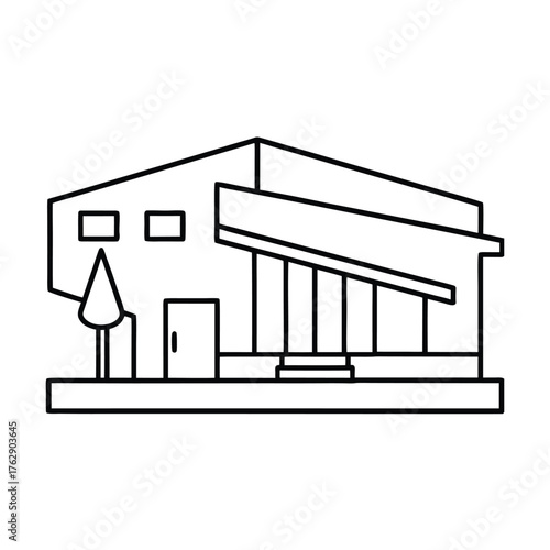 vector illustration of a building drawing construction art home logo