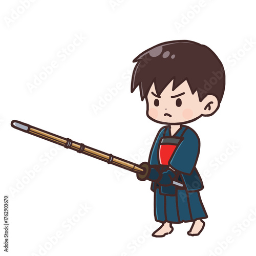 剣道をしている男の子 （袴紺）