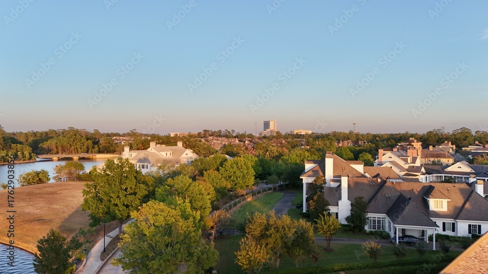Obraz premium Aerial view of luxurious houses in Texas, United States