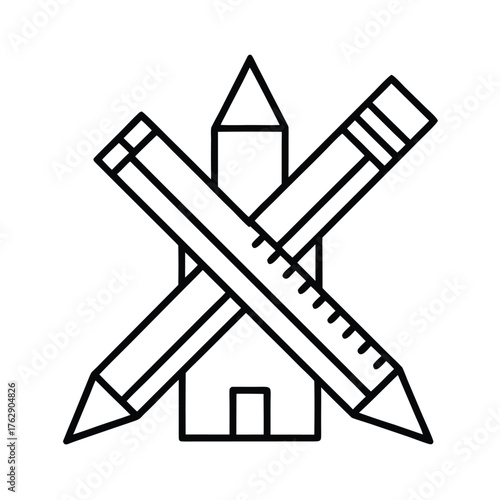 vector illustration of a set of drawing tools art icon logo 