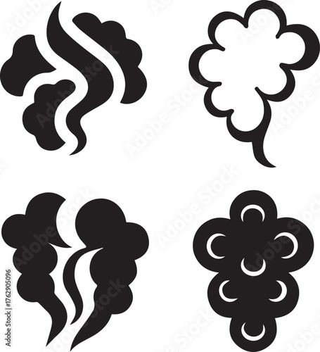 Smoke Steam Silhouette Vector, Smoke Steam Vector Bundle