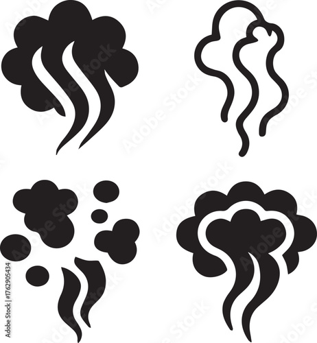 Smoke Steam Silhouette Vector, Smoke Steam Vector Bundle