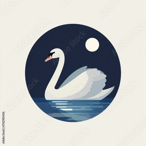 An elegant swan gracefully gliding across a misty lake at dawn, creating a serene and tranquil atmosphere with soft reflections on the water