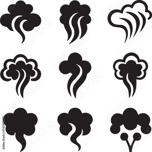 Smoke Steam Silhouette Vector, Smoke Steam Vector Bundle