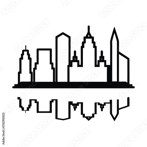 city skyline vector illustration building silhouette illustration icon logo