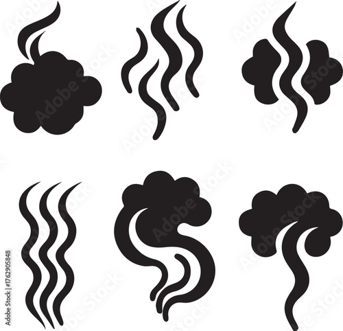 Smoke Steam Silhouette Vector, Smoke Steam Vector Bundle
