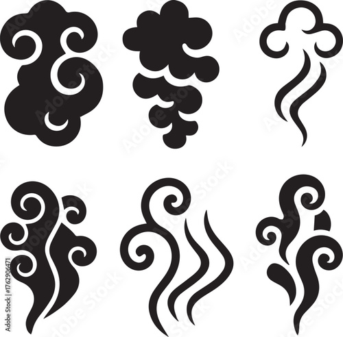 Smoke Steam Silhouette Vector, Smoke Steam Vector Bundle