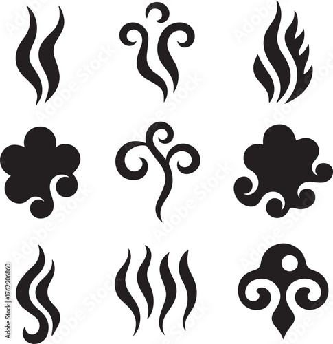 Smoke Steam Silhouette Vector, Smoke Steam Vector Bundle