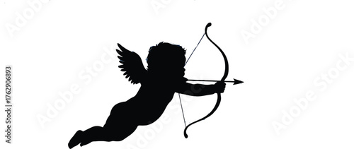 Cupid's silhouette soaring through the starlit sky, evoking feelings of love and romance for Valentine's Day promotions or heartfelt messages