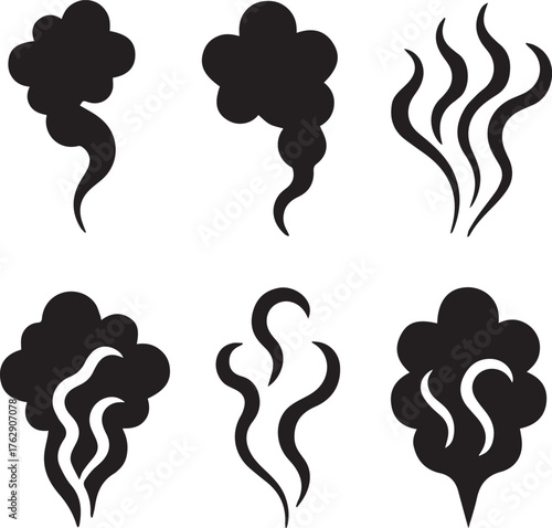 Smoke Steam Silhouette Vector, Smoke Steam Vector Bundle