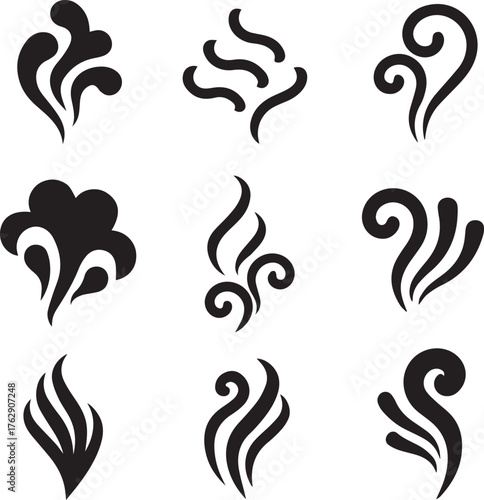 Smoke Steam Silhouette Vector, Smoke Steam Vector Bundle
