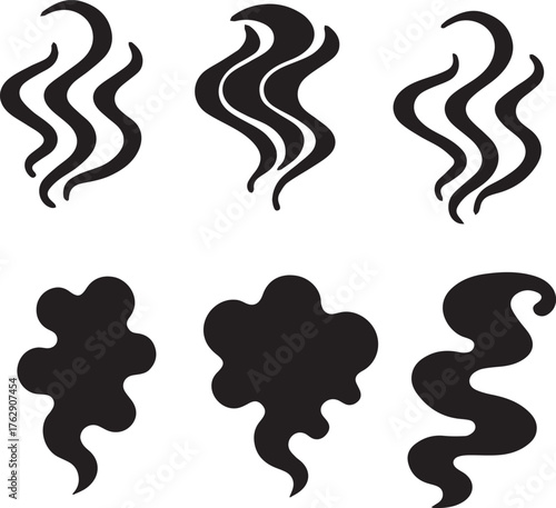 Smoke Steam Silhouette Vector, Smoke Steam Vector Bundle
