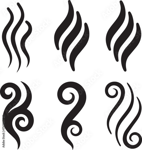 Smoke Steam Silhouette Vector, Smoke Steam Vector Bundle