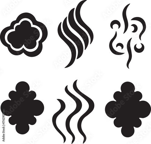 Smoke Steam Silhouette Vector, Smoke Steam Vector Bundle