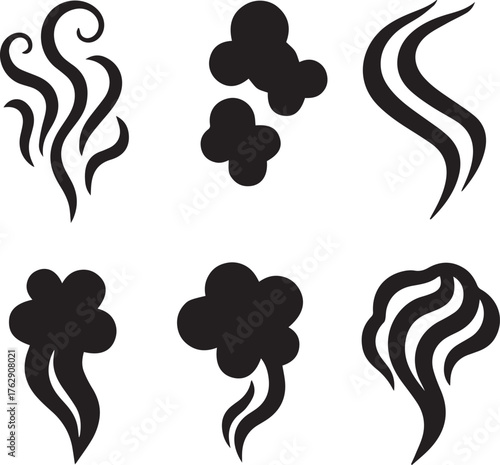 Smoke Steam Silhouette Vector, Smoke Steam Vector Bundle