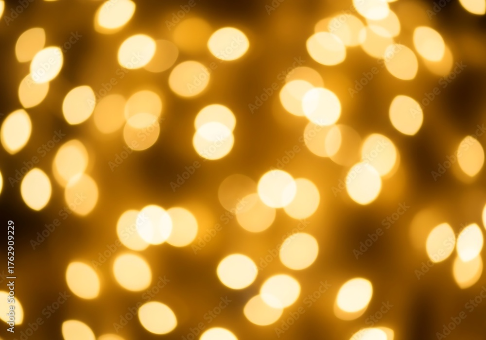 Obraz premium Warm golden bokeh background with soft blurred Christmas lights and elegant festive mood
