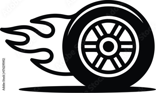 Racing Tire Icon Burning Rubber Car Motorsport