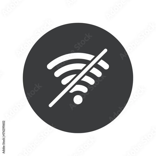 Flat Wi-Fi signal crossed out icon symbol of right to disconnect concept