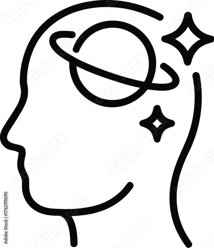 Creative Mind Thinking Head Space Icon Linear