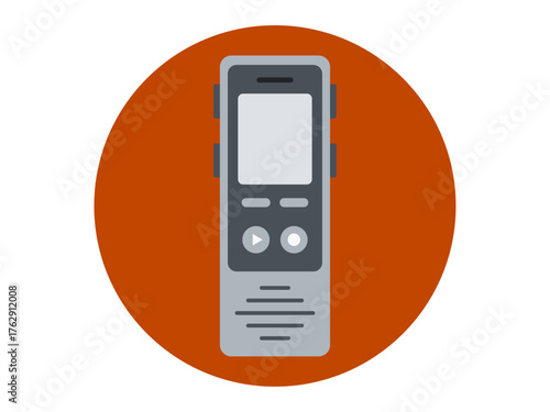 Linguist dictaphone icon. Vintage vector icon. Flat illustration concept.