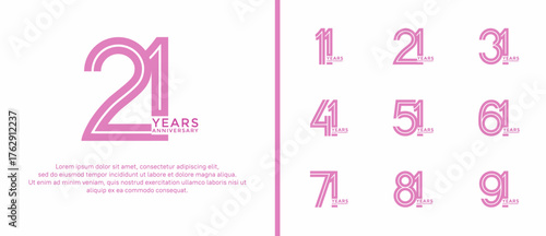 anniversary vector logo set, pink color can be use for celebration