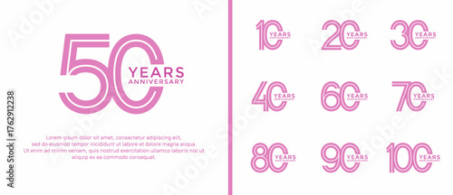 anniversary vector logo set, pink color can be use for celebration