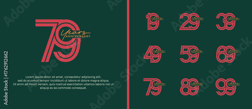 anniversary vector logo set, pink and orange color with handwriting can be use for celebration