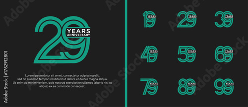 anniversary vector logo set, green color can be use for celebration