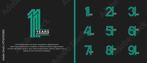 anniversary vector logo set, green color can be use for celebration