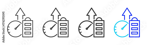 Performance Scaling icon pack in creative outline vector style for technology life cycle design business strategy digital process and modern development