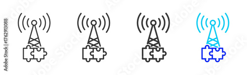 Network Integration icon pack in creative outline vector style for technology life cycle design business strategy digital process and modern development