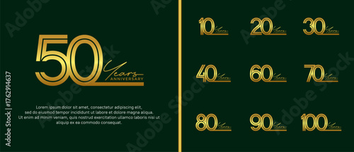 anniversary vector logo set, golden color and handwriting can be use for celebration