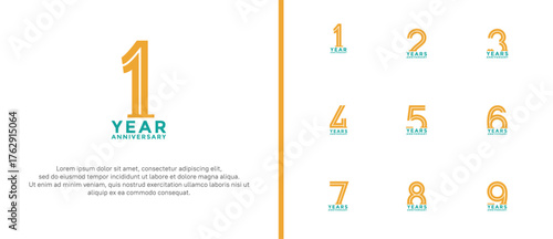 anniversary vector logo set, yellow and green color can be use for celebration