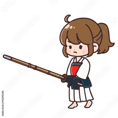 剣道をしている女の子 （袴白）