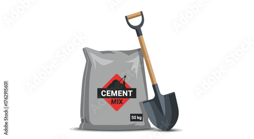 Cement bag with shovel