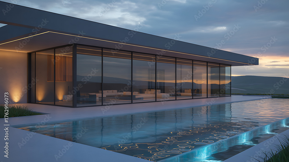 Fototapeta premium swimming pool at sunset